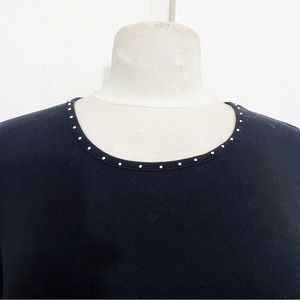 ENZA beaded neck tee shirt top soft cotton knit XL